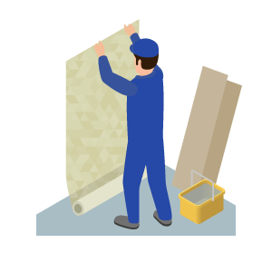 内装工事をする清掃をするトライソリューションズ株式会社の社員