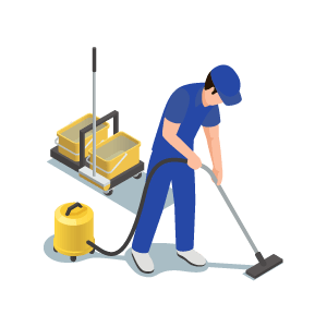 清掃をするトライソリューションズ株式会社の社員